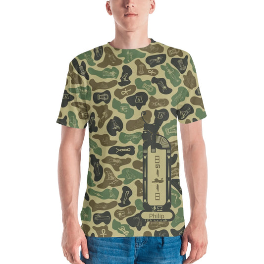 Personalized All-Over Print Men's Crew Neck T-Shirt | Subtle Camo | Olive Drab