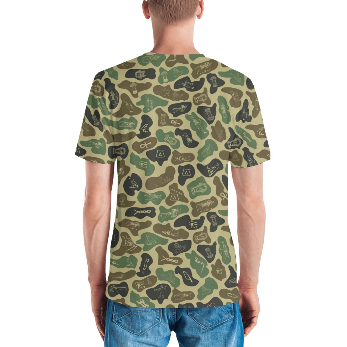 Personalized All-Over Print Men's Crew Neck T-Shirt | Subtle Camo | Olive Drab
