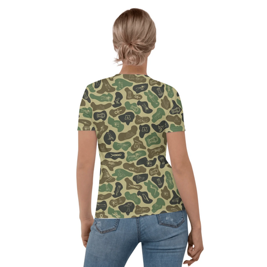 Personalized All-Over Print Women's Crew Neck T-Shirt | Subtle Camo | Olive Drab