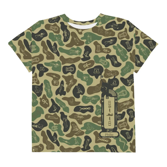 Personalized All-Over Print Youth Crew Neck T-shirt | Subtle Camo | Olive Drab