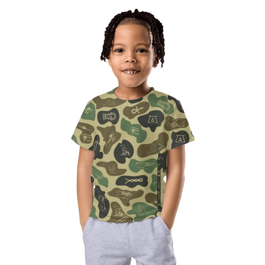 Personalized All-Over Print Kids Crew Neck T-Shirt | Subtle Camo | Olive Drab