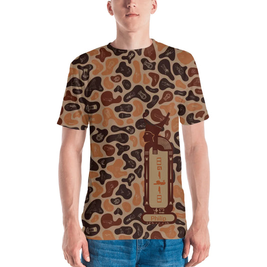 Personalized All-Over Print Men's Crew Neck T-Shirt | Subtle Camo | Burnt Sand