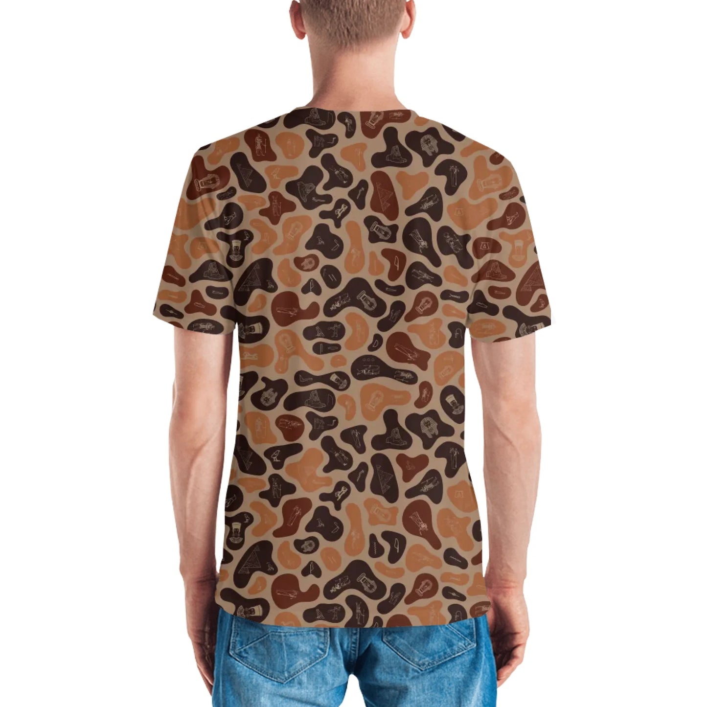 Personalized All-Over Print Men's Crew Neck T-Shirt | Subtle Camo | Burnt Sand