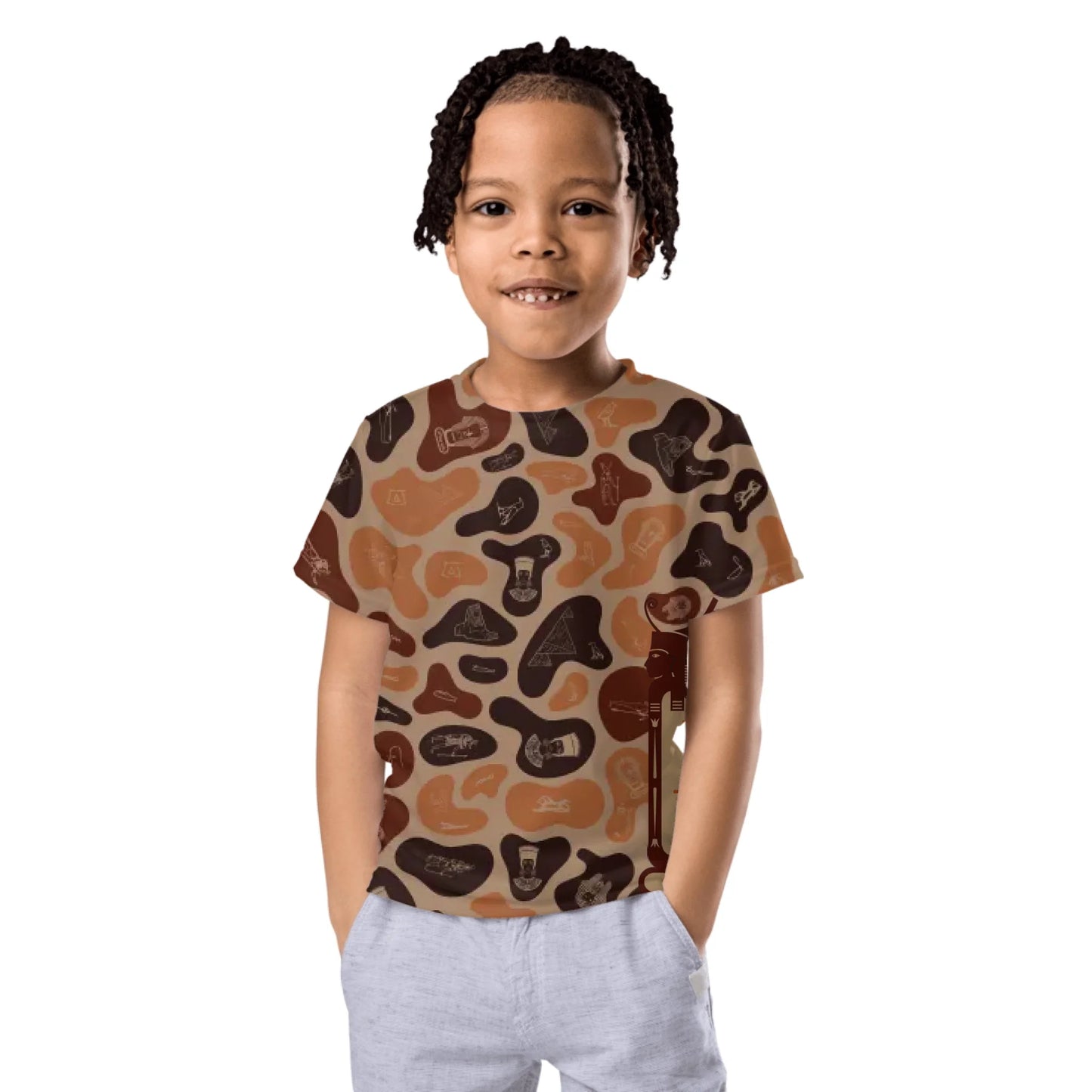 Personalized All-Over Print Kids Crew Neck T-Shirt | Subtle Camo | Burnt Sand