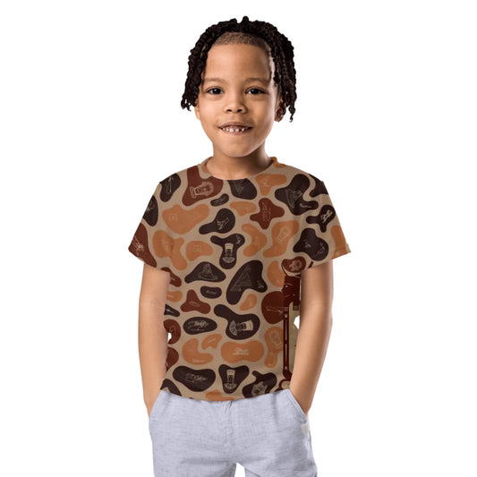 Personalized All-Over Print Kids Crew Neck T-Shirt | Subtle Camo | Burnt Sand