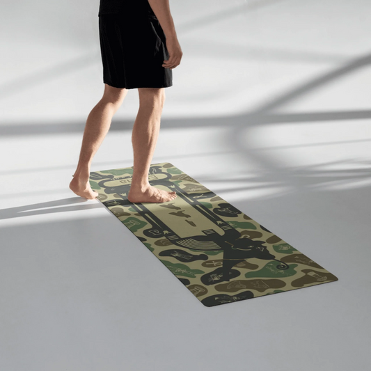 Egyptian Hieroglyphic Yoga Mat | Personalized Name | Custom Fitness & Meditation Mat | Olive Drab