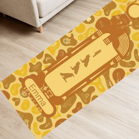 Egyptian Hieroglyphic Yoga Mat | Personalized Name | Custom Fitness & Meditation Mat | Desert Sand
