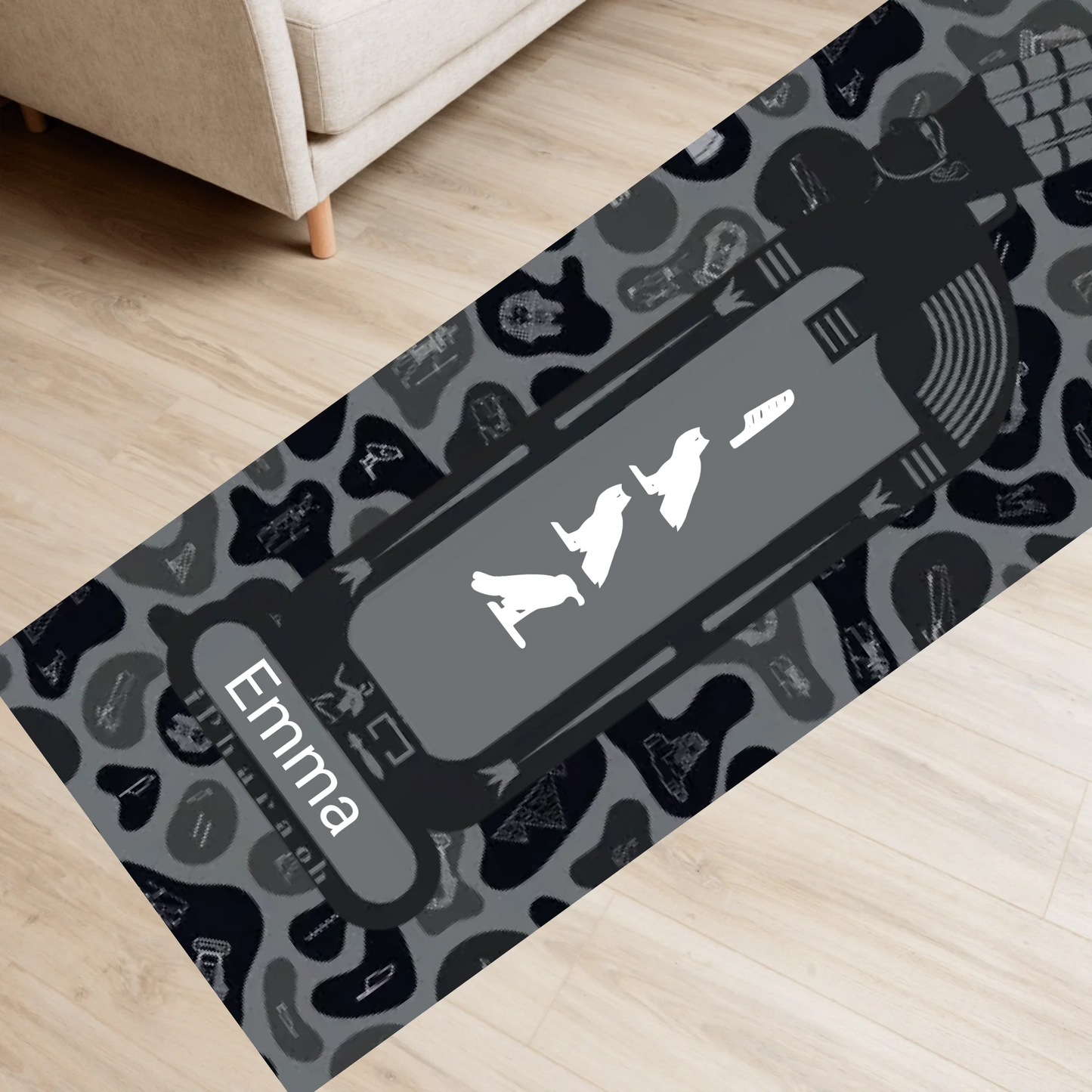 Egyptian Hieroglyphic Yoga Mat | Personalized Name | Custom Fitness & Meditation Mat | Shadow