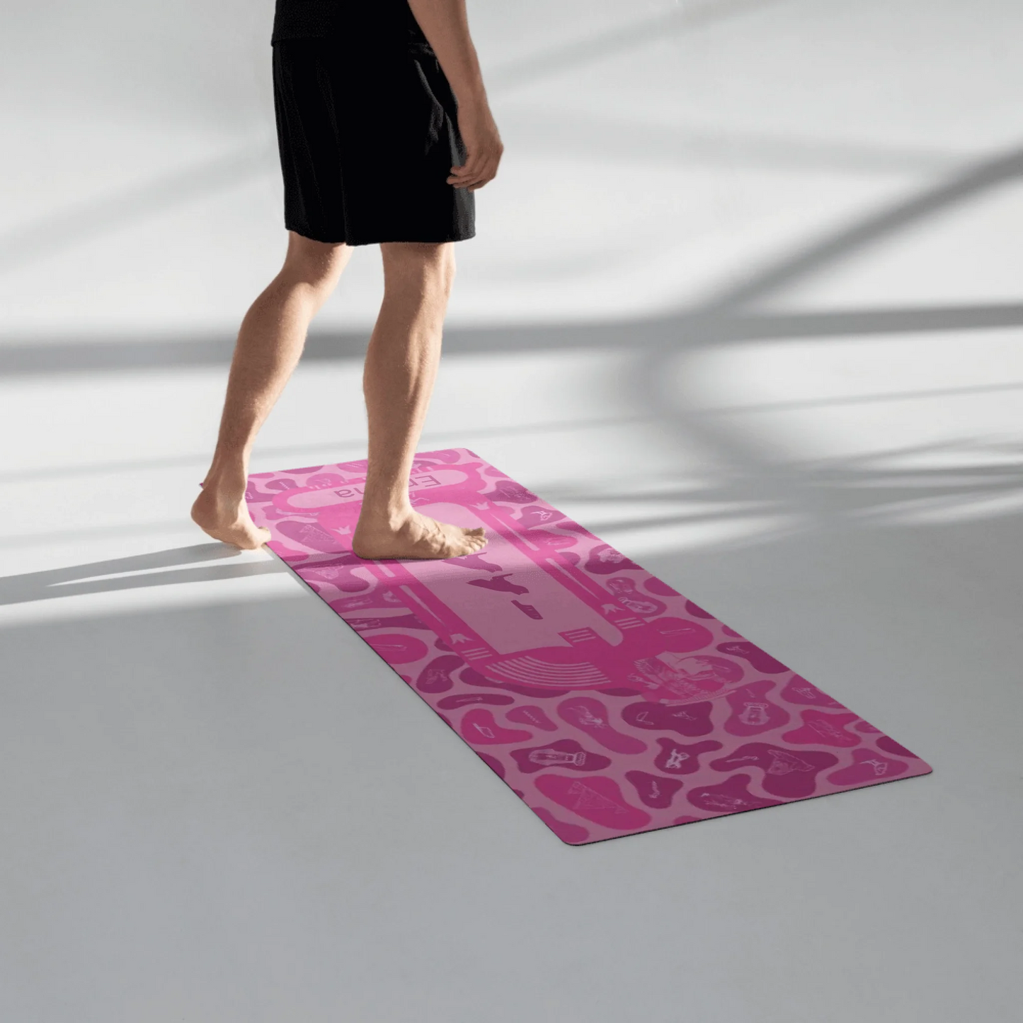 Egyptian Hieroglyphic Yoga Mat | Personalized Name | Custom Fitness & Meditation Mat | Vibrant Lotus