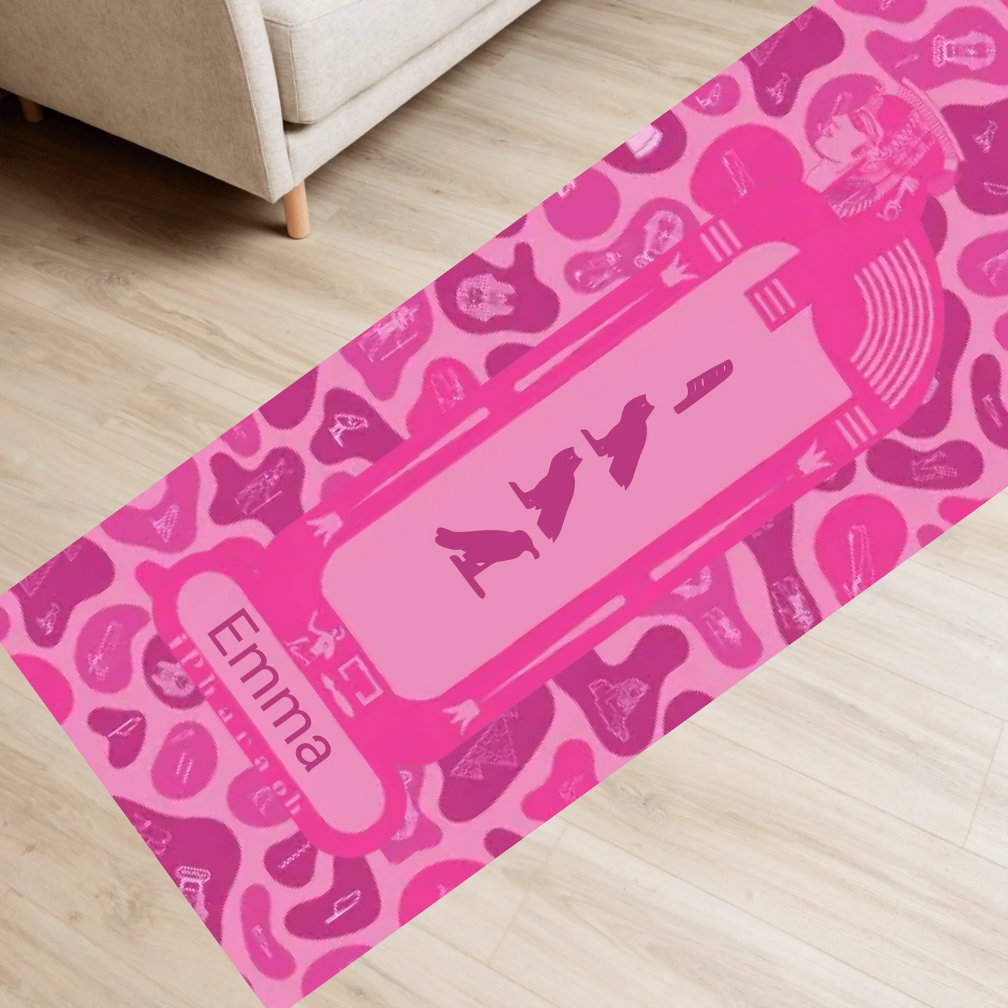 Egyptian Hieroglyphic Yoga Mat | Personalized Name | Custom Fitness & Meditation Mat | Vibrant Lotus