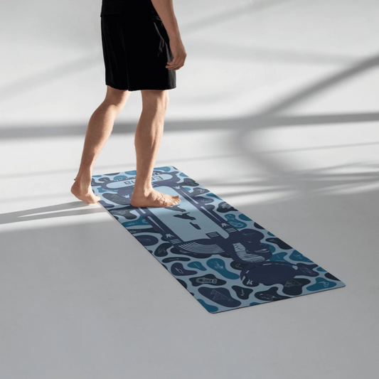 Egyptian Hieroglyphic Yoga Mat | Personalized Name | Custom Fitness & Meditation Mat | Deep Ocean