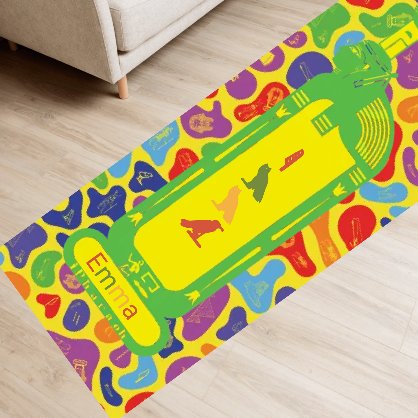Egyptian Hieroglyphic Yoga Mat | Personalized Name | Custom Fitness & Meditation Mat | Prism Spectrum