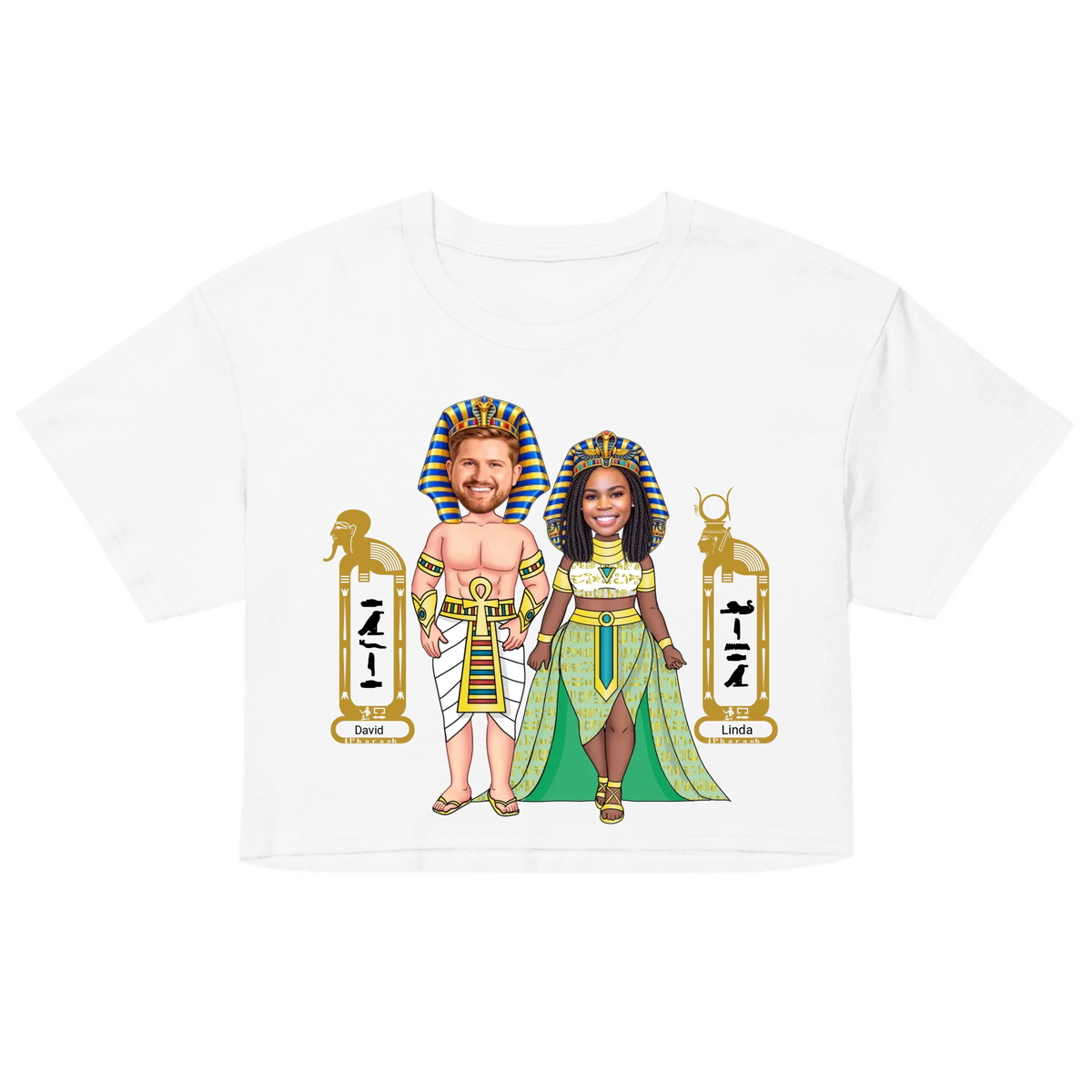 Custom Chibi Couple Crop Top | Personalized Photo to Cartoon with Name | Women's Crop Top