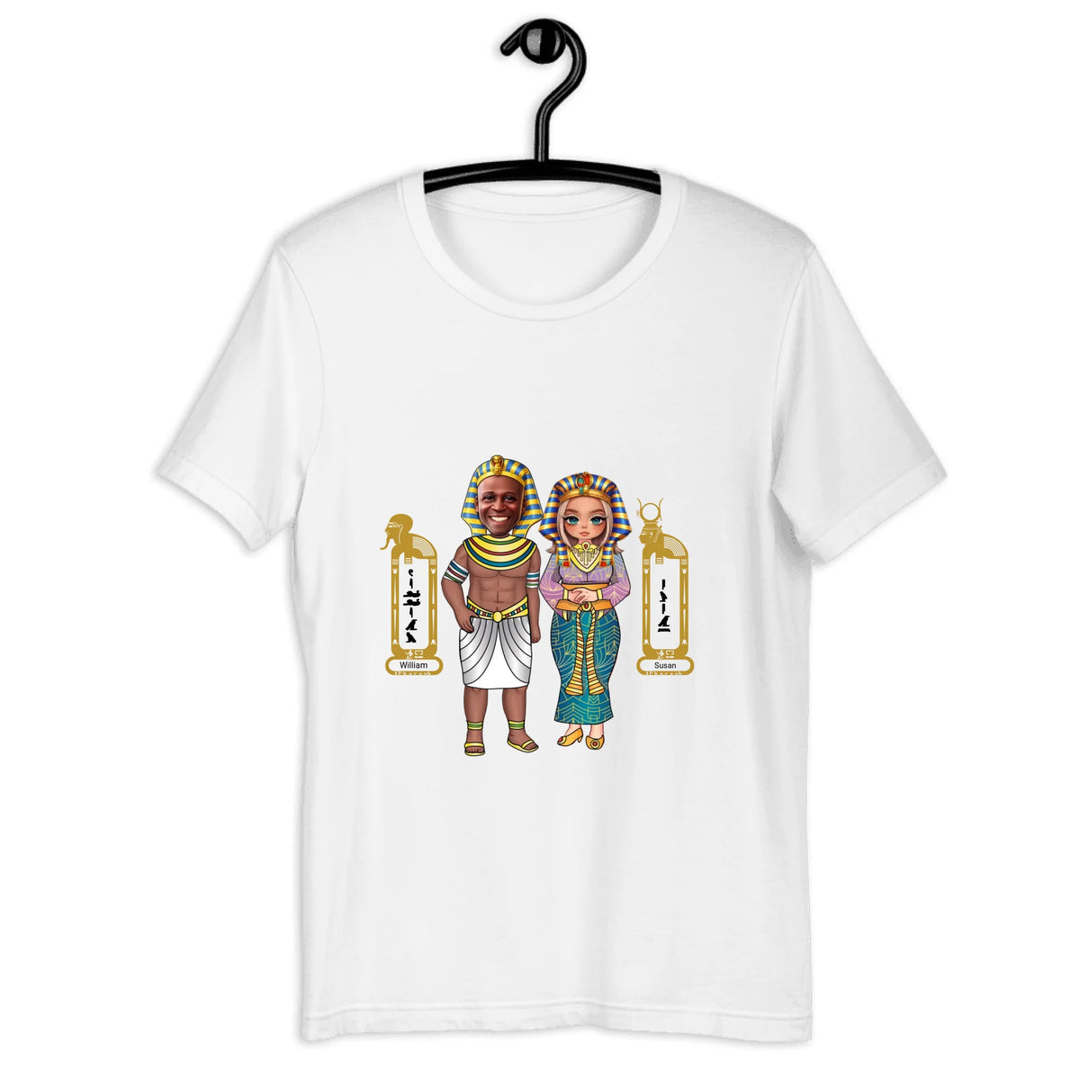 Personalized Couple Cartoon Portrait Shirt | Custom Photo Chibi Art with Names | Unisex T-Shirt