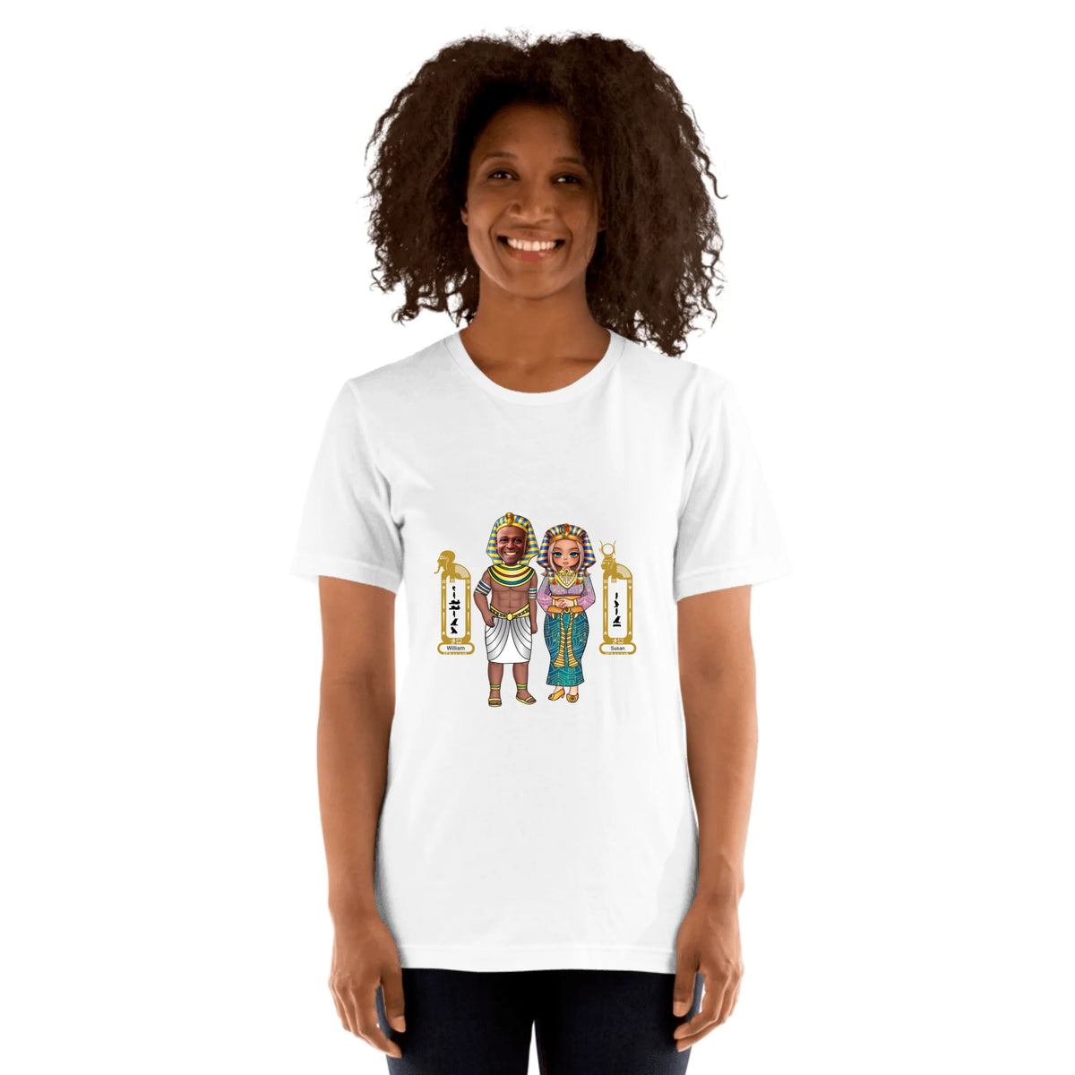 Personalized Couple Cartoon Portrait Shirt | Custom Photo Chibi Art with Names | Unisex T-Shirt