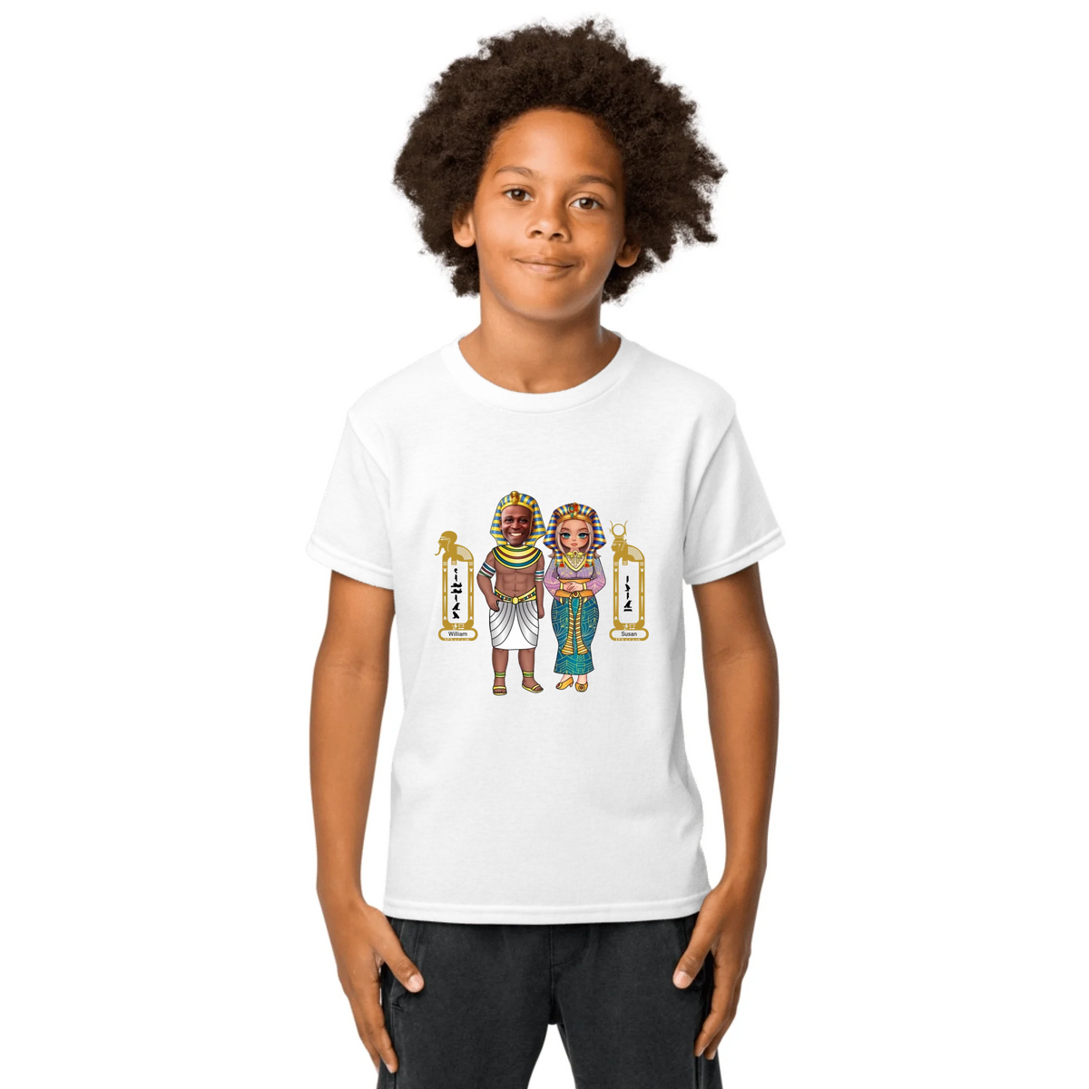 Personalized Kids Cartoon Portrait Shirt | Custom Photo Chibi Art with Name | Youth Sports Tee