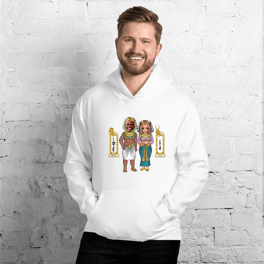 Personalized Couple Cartoon Portrait Hoodie | Custom Photo Chibi Art with Names | Unisex Hoodie