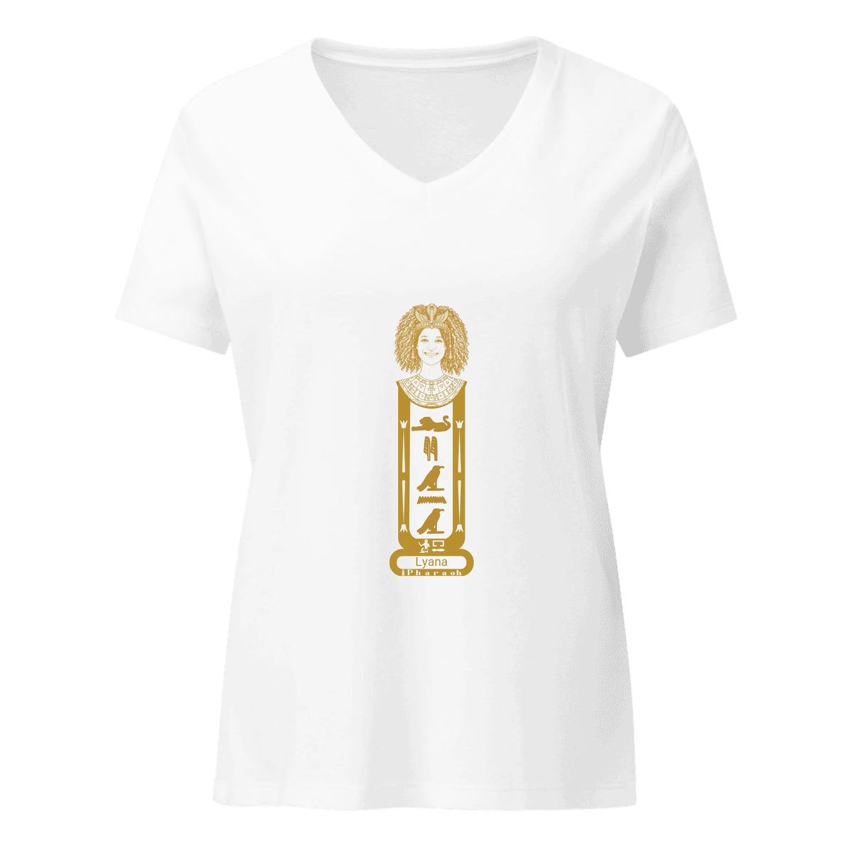 Personalized Cartouche Name Shirt | Custom Photo Portrait Tee | Women's Relaxed V-Neck