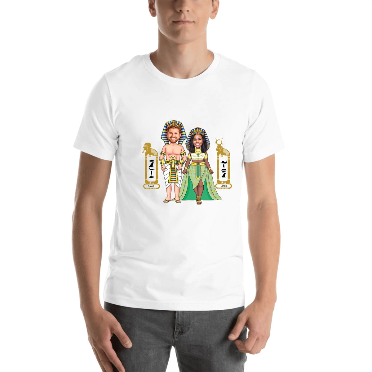 Custom Chibi Couple Shirt | Personalized Photo to Cartoon with Name | Unisex T-Shirt
