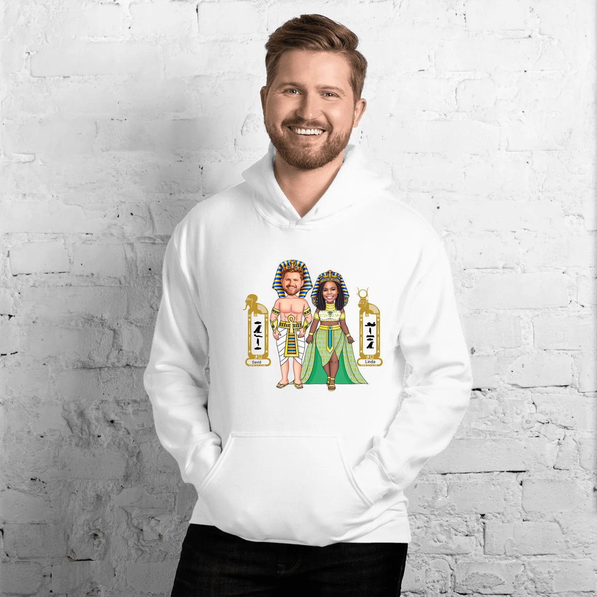 Custom Chibi Couple Hoodie | Personalized Photo to Cartoon with Name | Unisex Hoodie