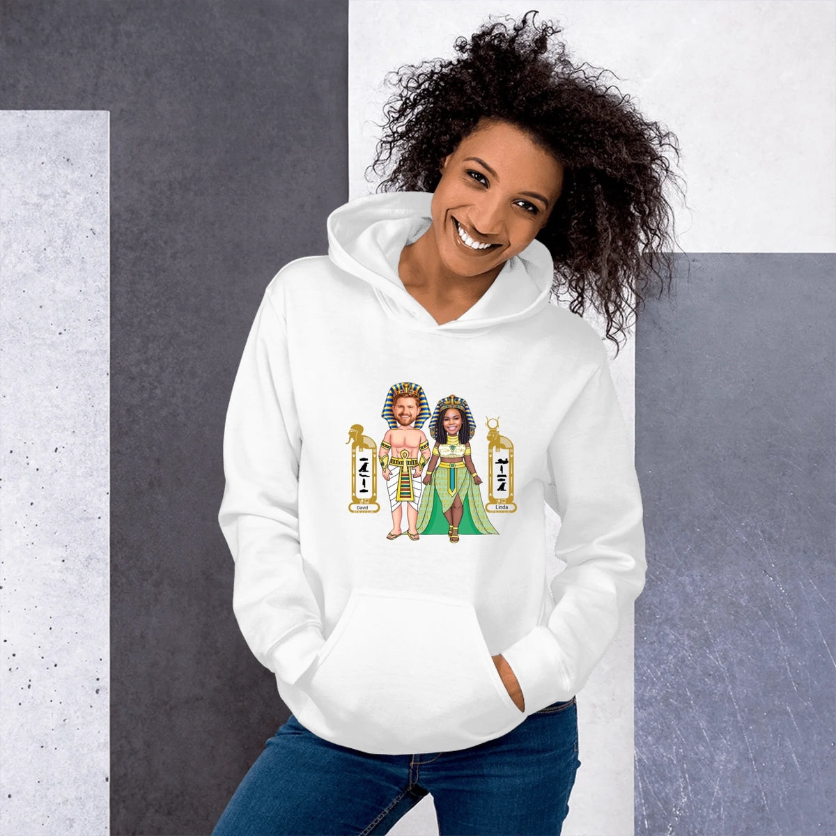 Custom Chibi Couple Hoodie | Personalized Photo to Cartoon with Name | Unisex Hoodie