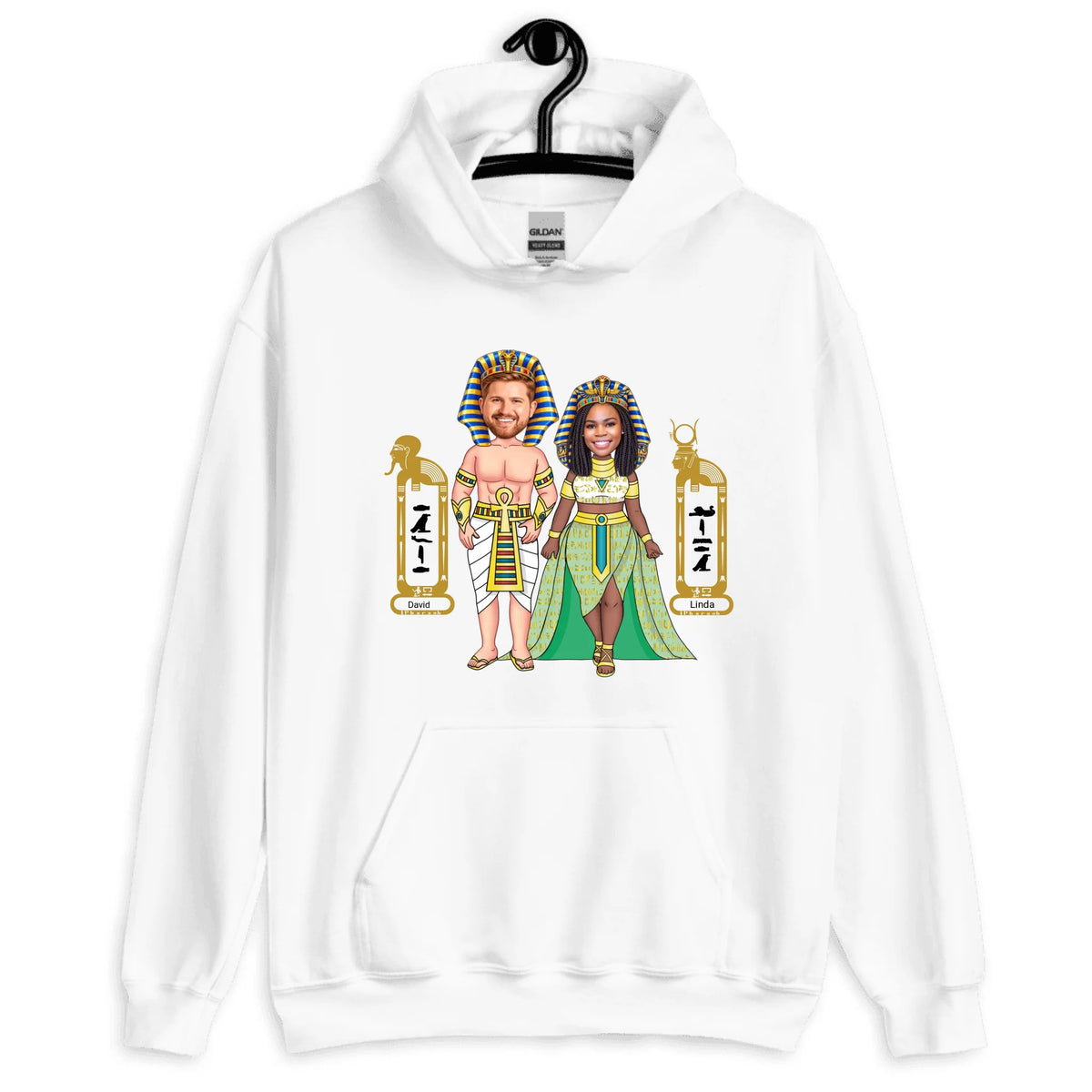Custom Chibi Couple Hoodie | Personalized Photo to Cartoon with Name | Unisex Hoodie