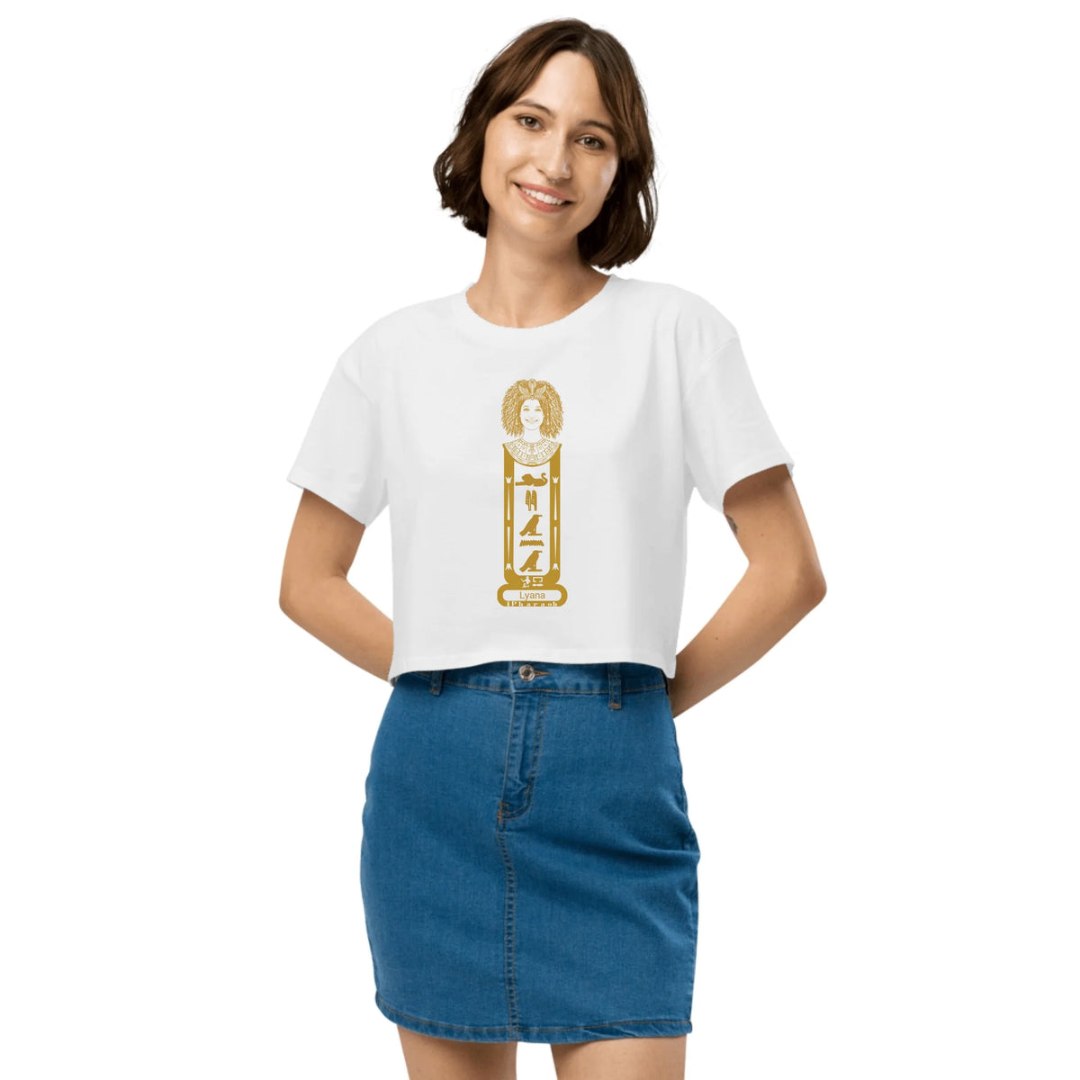 Custom Cartouche Name Crop Top | Personalized Photo Portrait Top | Women's Crop Top