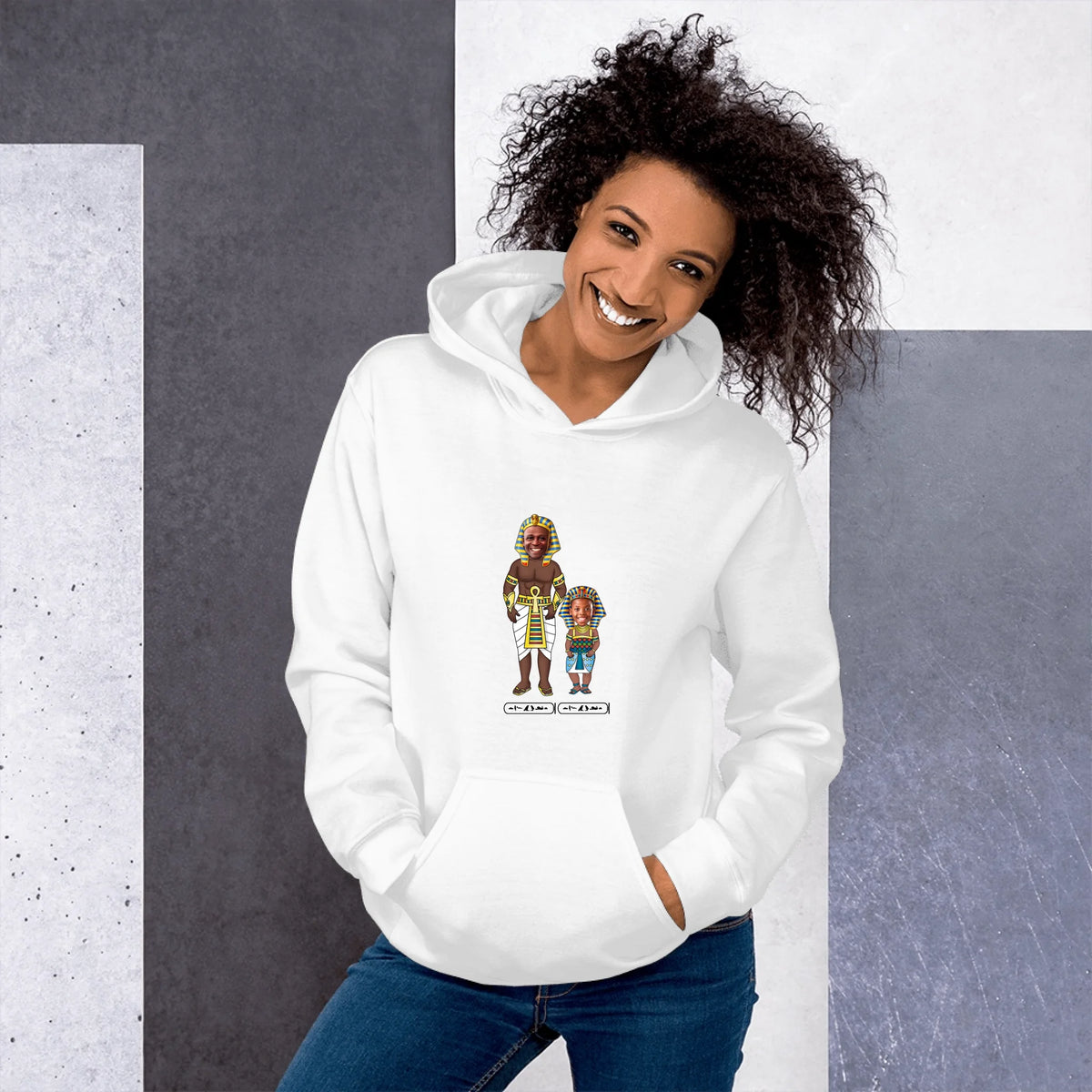 Custom Family Chibi Portrait Hoodie | Personalized Dad and Kids Photo Cartoon with Names | Unisex Hoodie