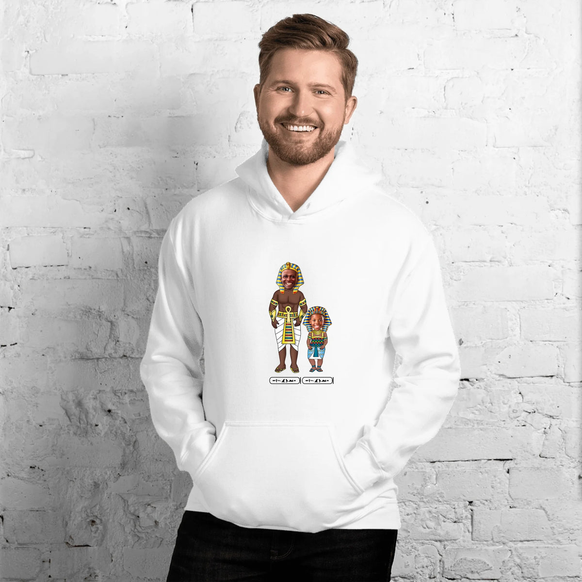 Custom Family Chibi Portrait Hoodie | Personalized Dad and Kids Photo Cartoon with Names | Unisex Hoodie