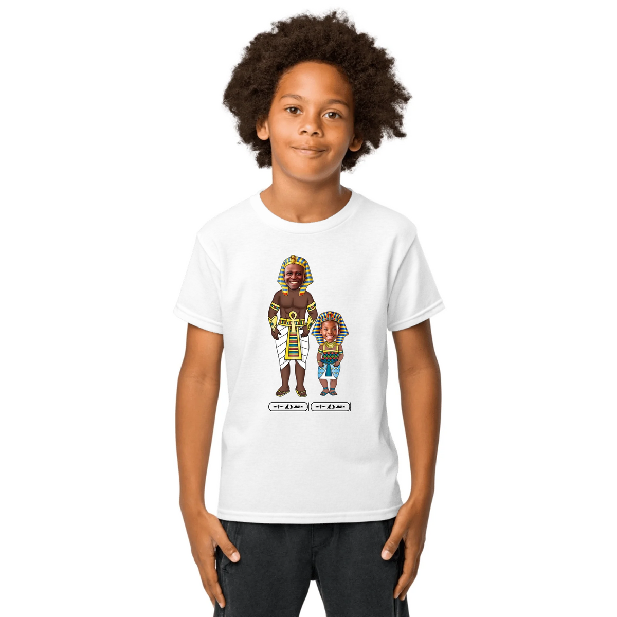 Custom Family Chibi Portrait Kids Shirt | Personalized Dad and Kids Photo Cartoon with Names | Youth T-Shirt