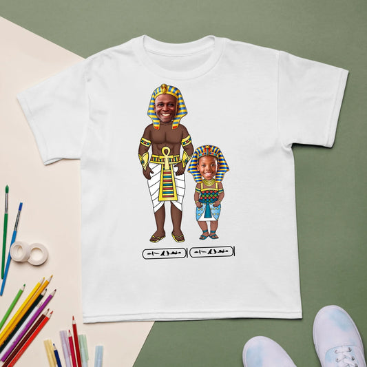 Custom Family Chibi Portrait Kids Shirt | Personalized Dad and Kids Photo Cartoon with Names | Youth T-Shirt