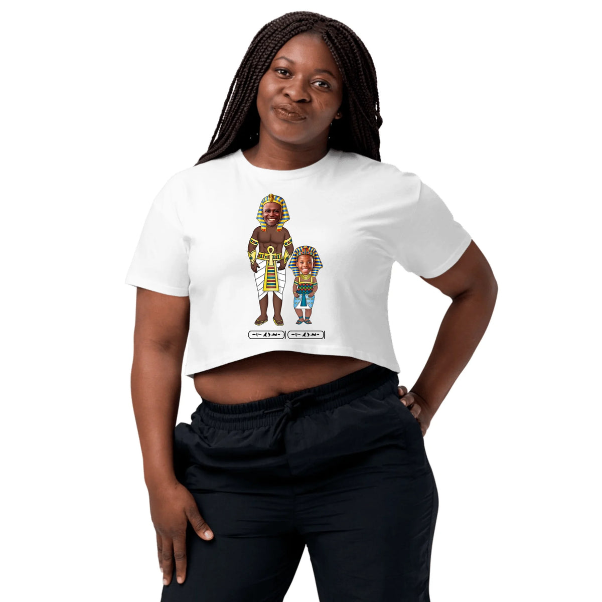 Custom Family Chibi Portrait Crop Top | Personalized Dad and Kids Photo Cartoon with Names | Women's Crop Top