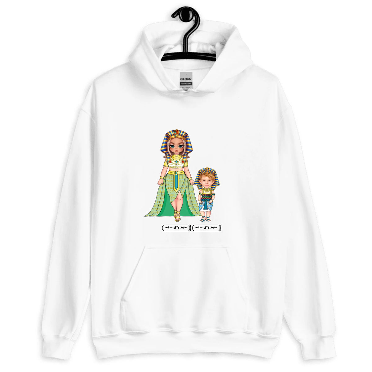 Custom Family Chibi Portrait Hoodie | Personalized Mom and Kids Photo Cartoon with Names | Unisex Hoodie