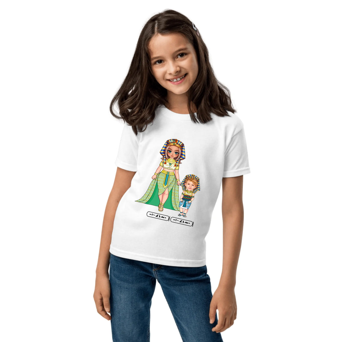 Custom Family Chibi Portrait Kids Shirt | Personalized Mom and Kids Photo Cartoon with Names | Youth T-Shirt