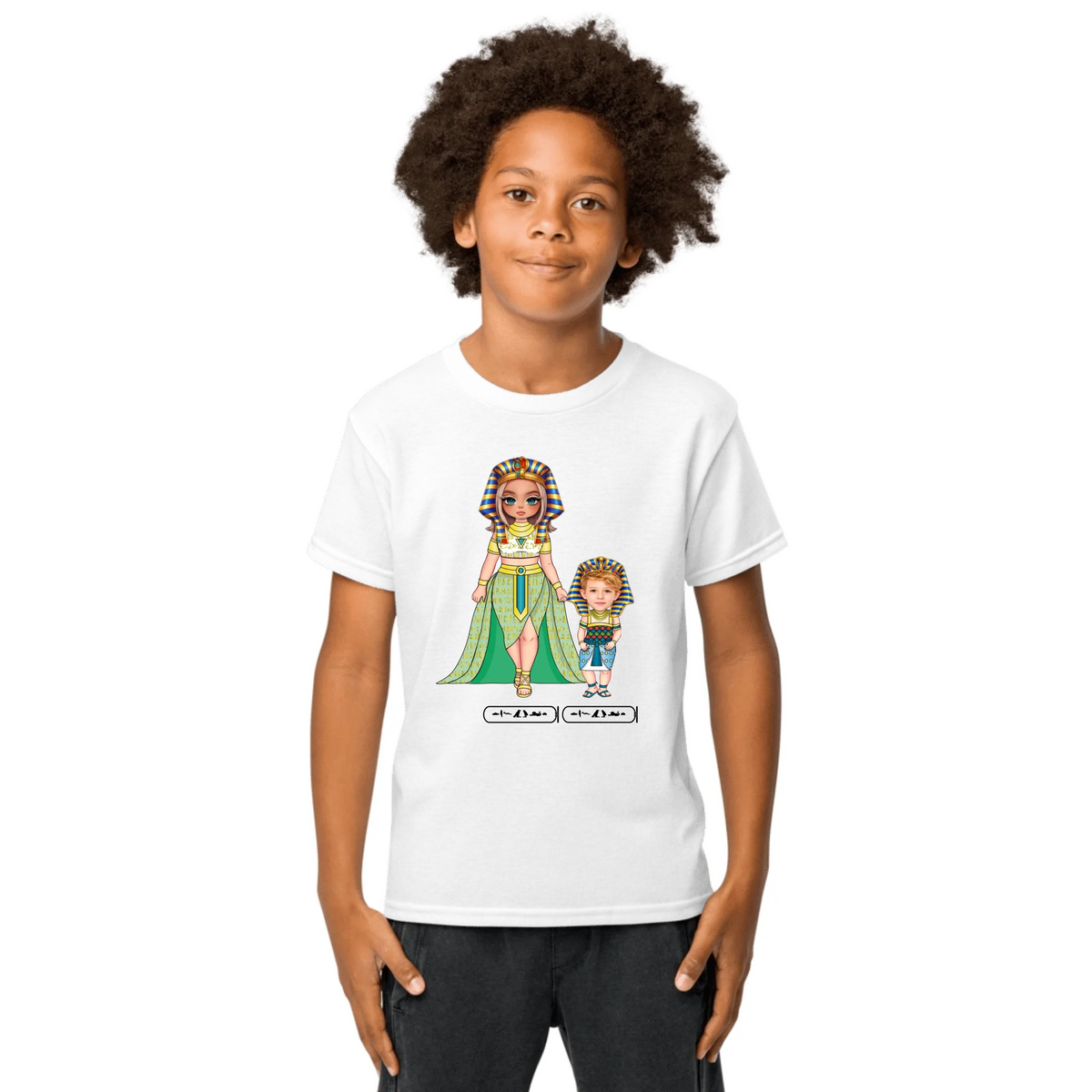 Custom Family Chibi Portrait Kids Shirt | Personalized Mom and Kids Photo Cartoon with Names | Youth T-Shirt