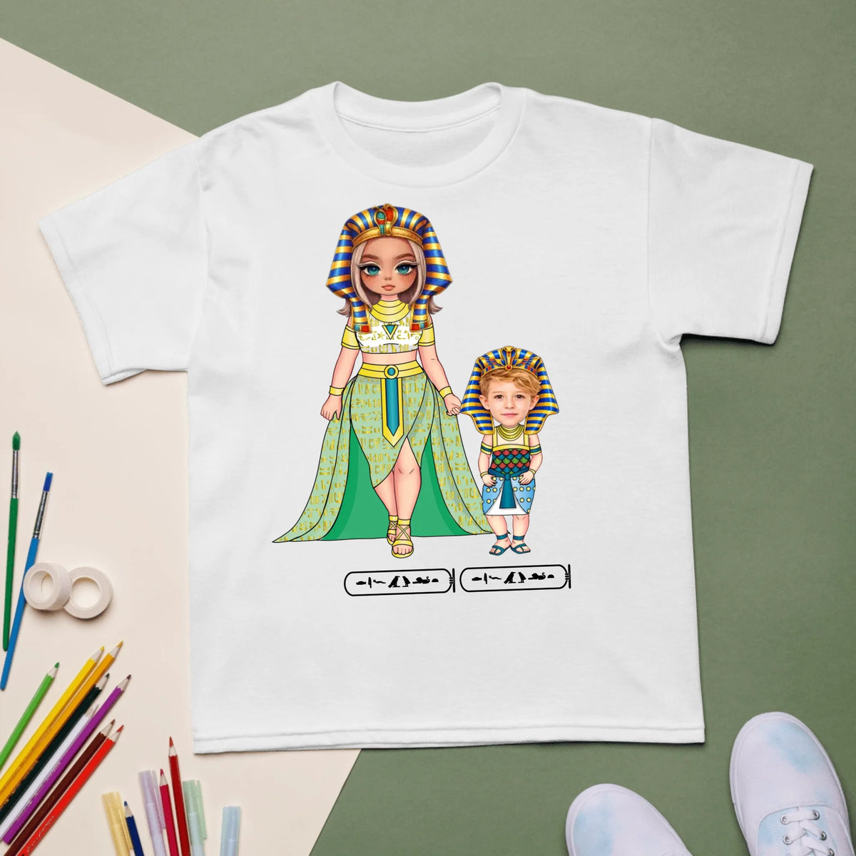 Custom Family Chibi Portrait Kids Shirt | Personalized Mom and Kids Photo Cartoon with Names | Youth T-Shirt