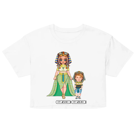 Custom Family Chibi Portrait Crop Top | Personalized Mom and Kids Photo Cartoon with Names | Women's Crop Top