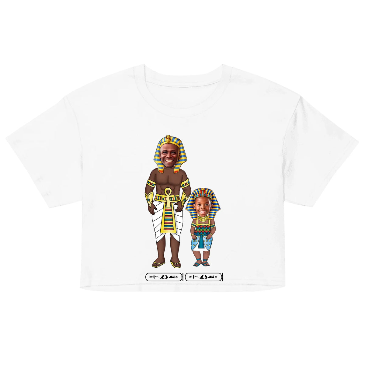 Custom Family Chibi Portrait Crop Top | Personalized Dad and Kids Photo Cartoon with Names | Women's Crop Top