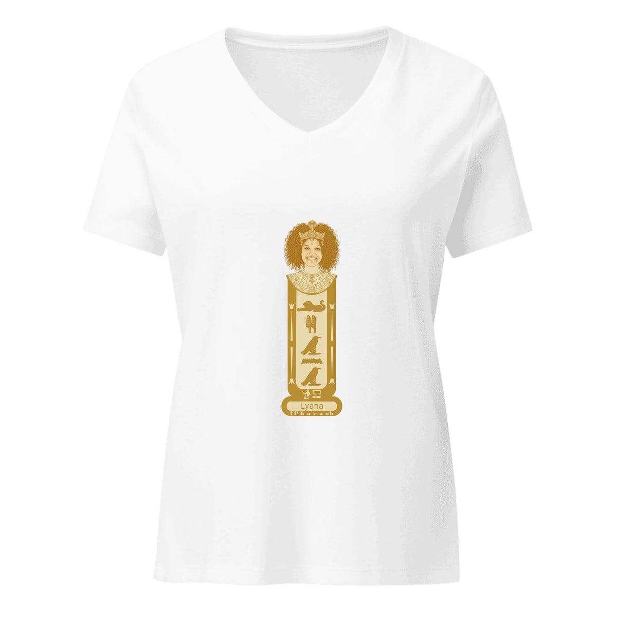 Personalized Photo Portrait Shirt | Custom Name Cartouche Design | Women's V-Neck