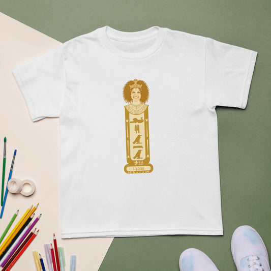 Personalized Photo Portrait Kids Shirt | Custom Name Cartouche Design | Youth Sports Tee