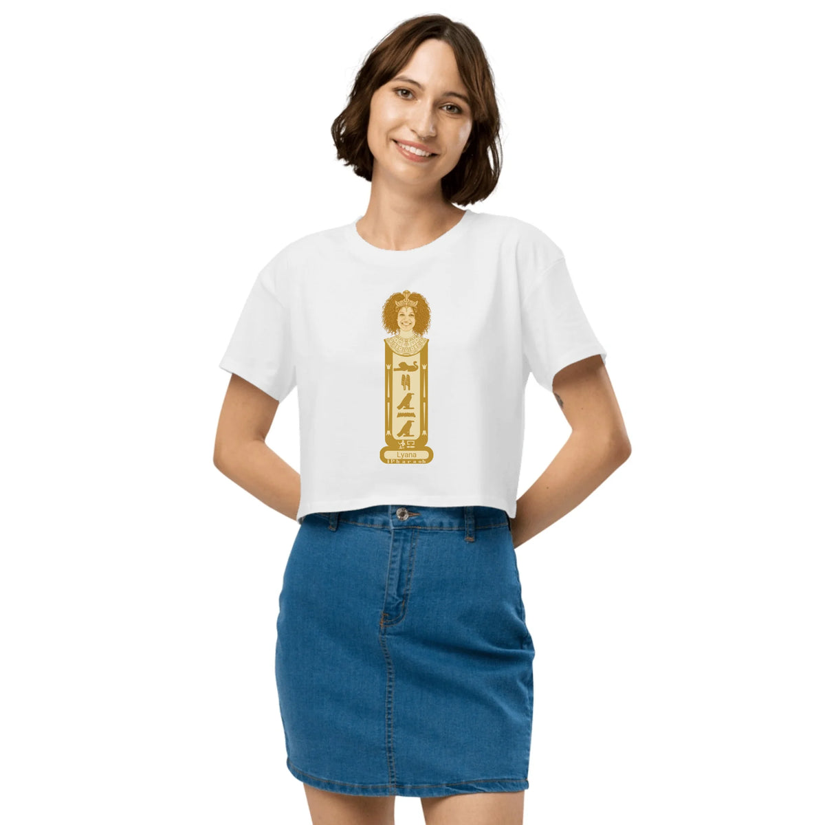 Personalized Photo Portrait Crop Top | Custom Name Cartouche Design | Women's Crop Top