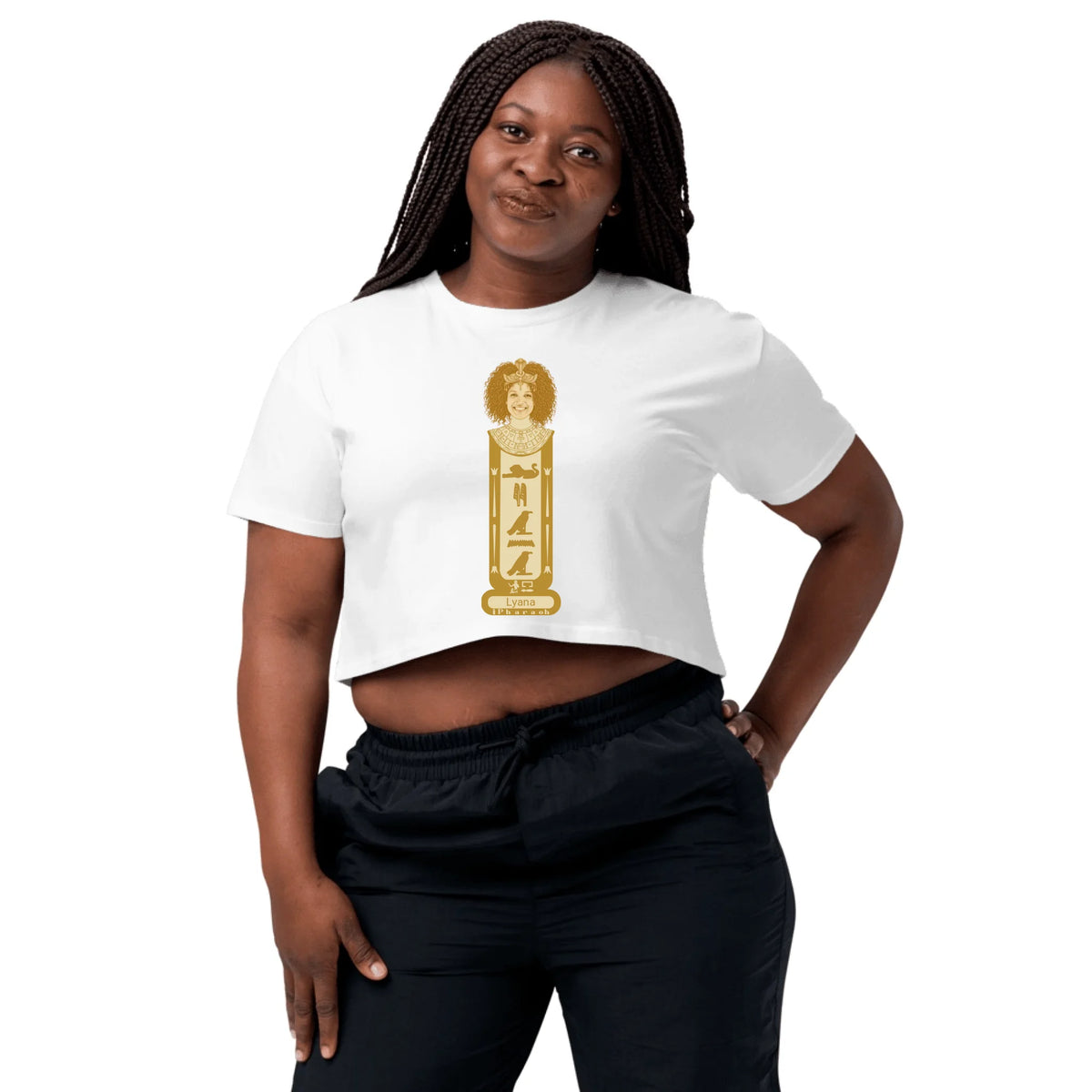 Personalized Photo Portrait Crop Top | Custom Name Cartouche Design | Women's Crop Top