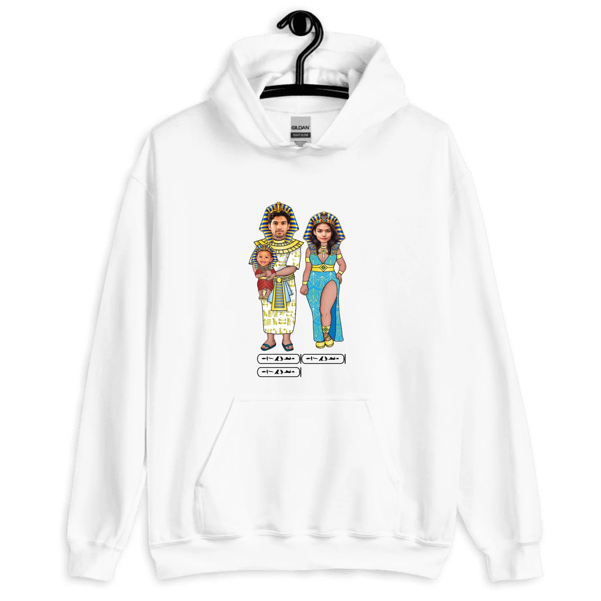New Baby Gift | Custom New Parents Chibi Family Portrait with Photo Upload and Names | Unisex Hoodie