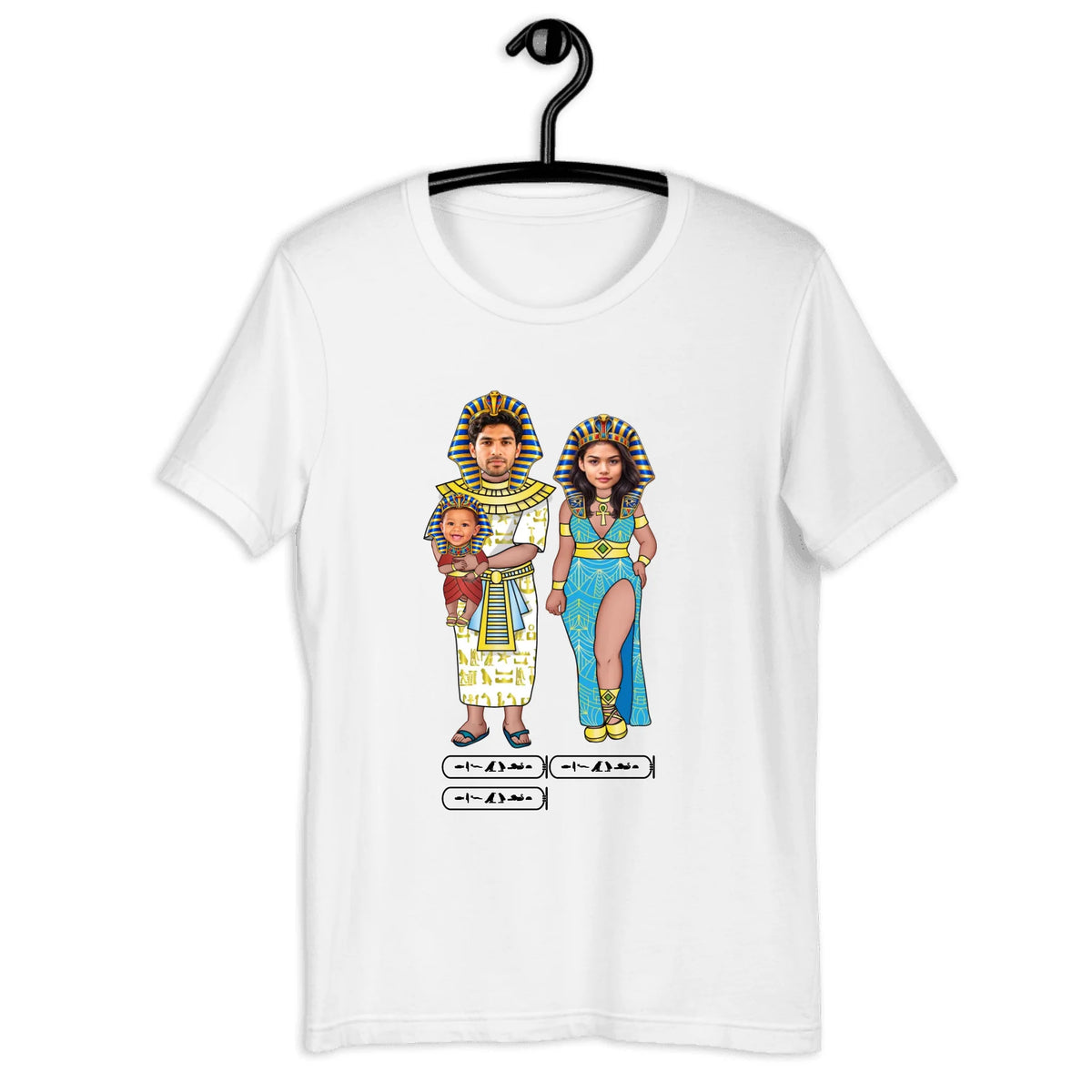 New Baby Gift | Custom New Parents Chibi Family Portrait with Photo Upload and Names | Unisex T-Shirt