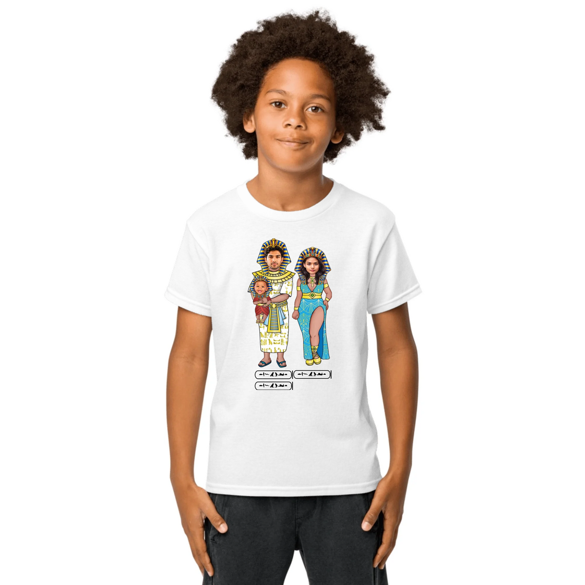New Baby Gift | Custom New Parents Chibi Family Portrait with Photo Upload and Names | Youth T-Shirt