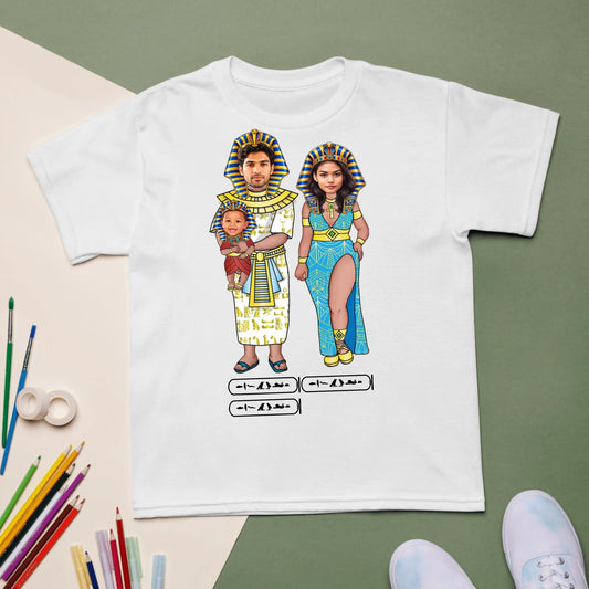 New Baby Gift | Custom New Parents Chibi Family Portrait with Photo Upload and Names | Youth T-Shirt