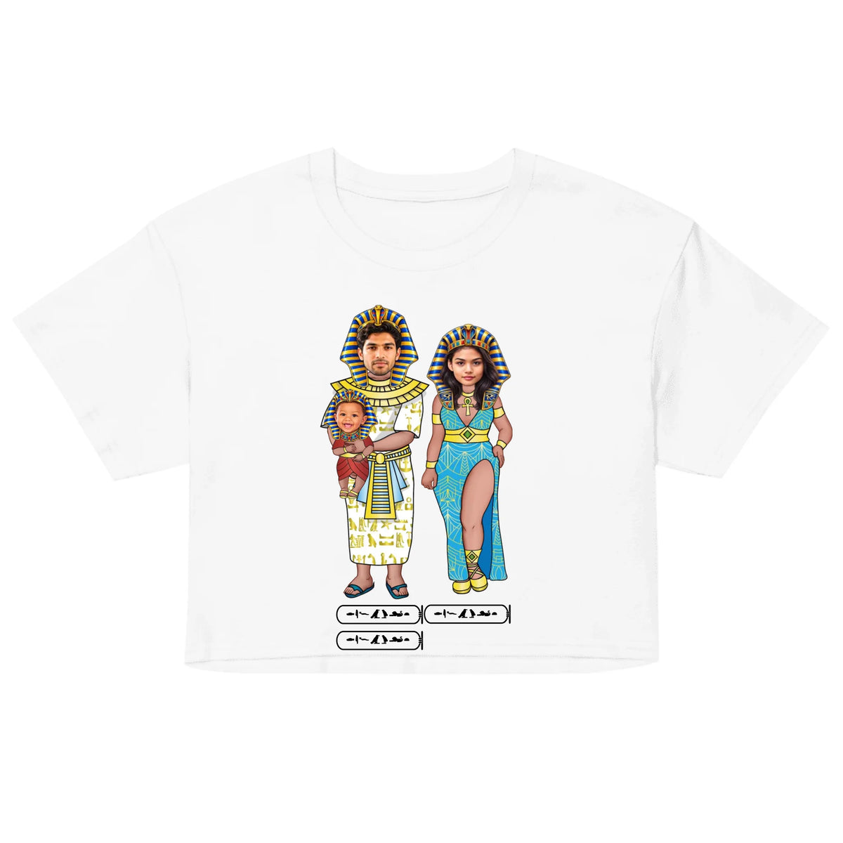New Baby Gift | Custom New Parents Chibi Family Portrait with Photo Upload and Names | Women's Crop Top