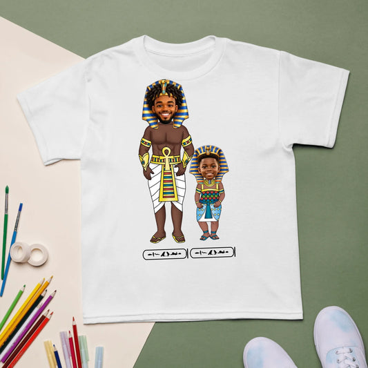 Custom Family Chibi Portrait Kids Shirt | Personalized Dad and Kids Photo Cartoon with Names | Youth T-Shirt