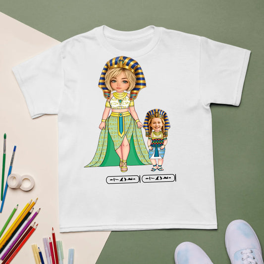 Custom Family Chibi Portrait Kids Shirt | Personalized Mom and Kids Photo Cartoon with Names | Youth T-Shirt