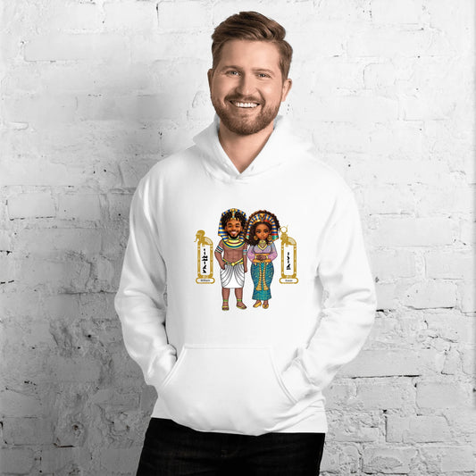 Personalized Couple Cartoon Portrait Hoodie | Custom Photo Chibi Art with Names | Unisex Hoodie